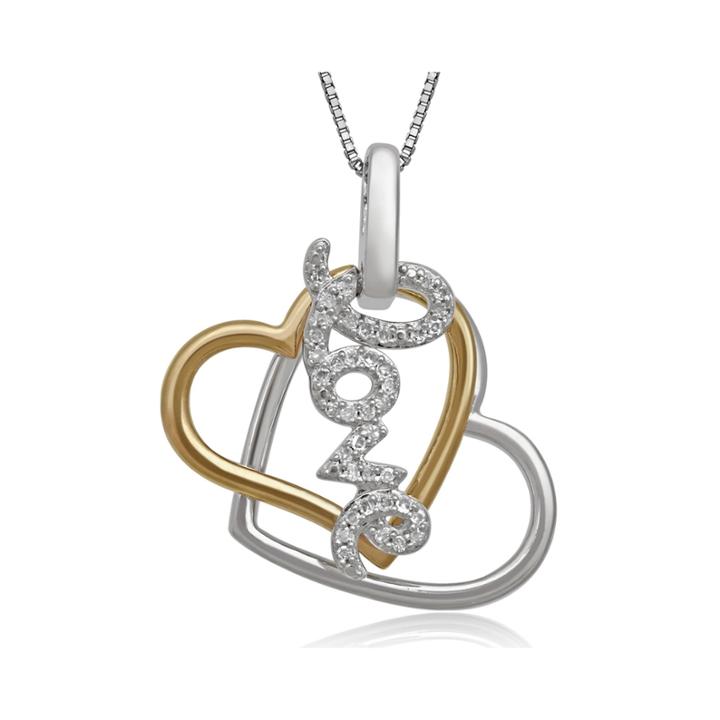 1/10 Ct. T.w. Diamond Sterling Silver With 14k Rose Gold Accent Necklace
