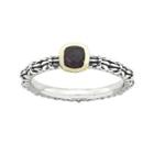 Personally Stackable Checker-cut Genuine Rhodolite Two-tone Ring