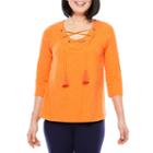 Sag Harbor 3/4 Sleeve V Neck T-shirt