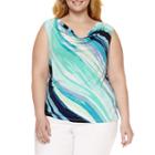 Black Label By Evan-picone Sleeveless Cowl Neck Matte Jersey Blouse-plus