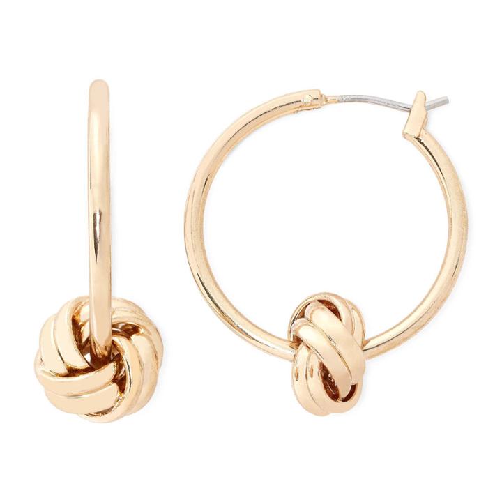Monet Gold-tone Knot Hoop Earrings