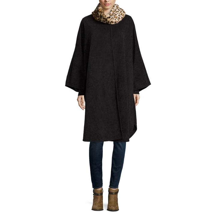 Mixit&trade; Fur Self-tie Fleece Ruana