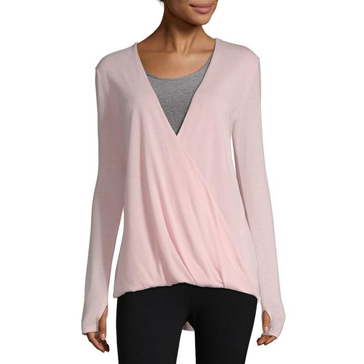 Xersion Long Sleeve V Neck T-shirt-womens