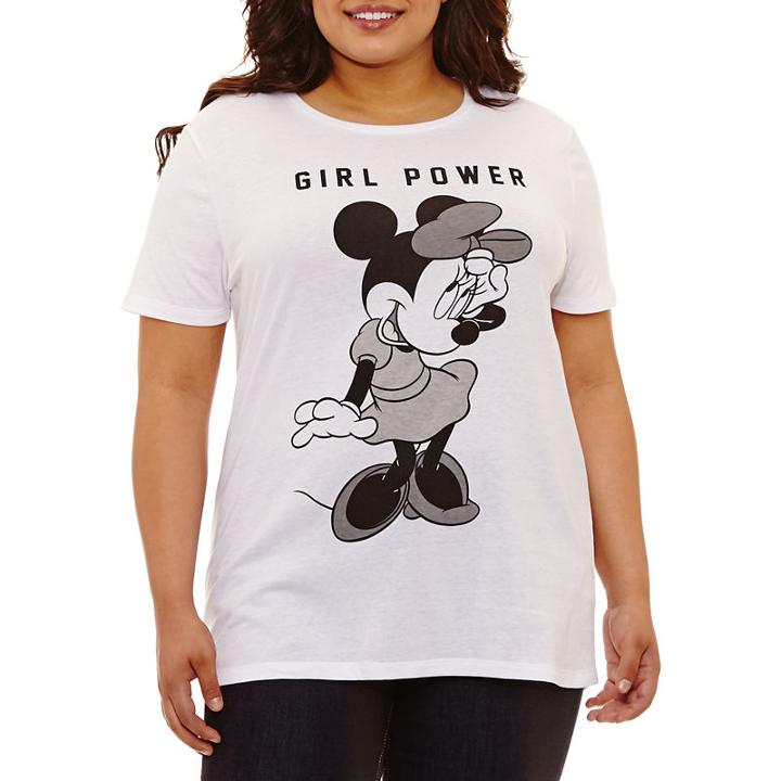 Short Sleeve Crew Neck Minnie Mouse Graphic T-shirt-juniors Plus