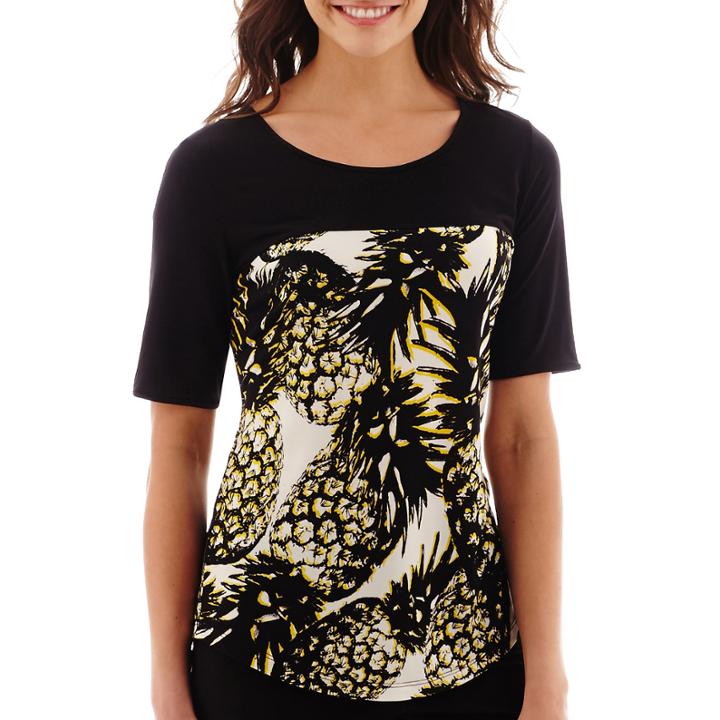 Worthington Short-sleeve Colorblock Top