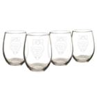 Cathy's Concepts Owl Set Of 4 Stemless Wine Glasses