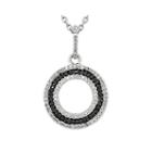 1/5 Ct. T.w. White And Color-enhanced Black Diamond Sterling Silver Circle Pendant Necklace