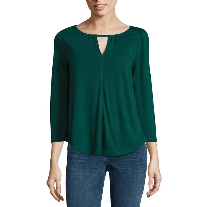 A.n.a 3/4 Sleeve Keyhole Tee