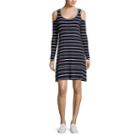 Eyeshadow Long-sleeve Cold-shoulder Striped Knit Dress - Juniors