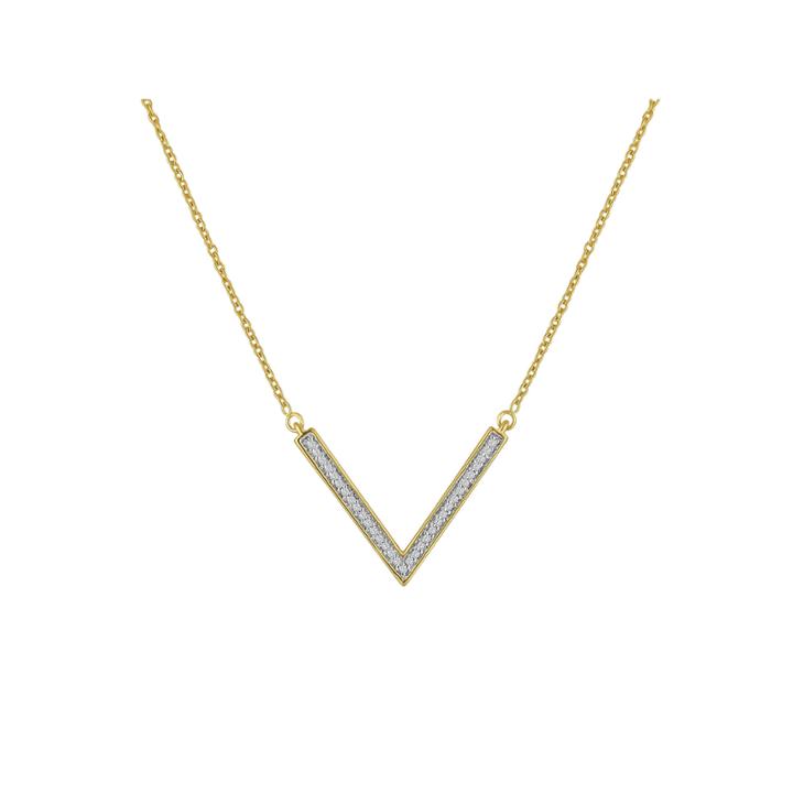 1/10 Ct. T.w. Diamond 14k Gold Over Silver Chevron Necklace