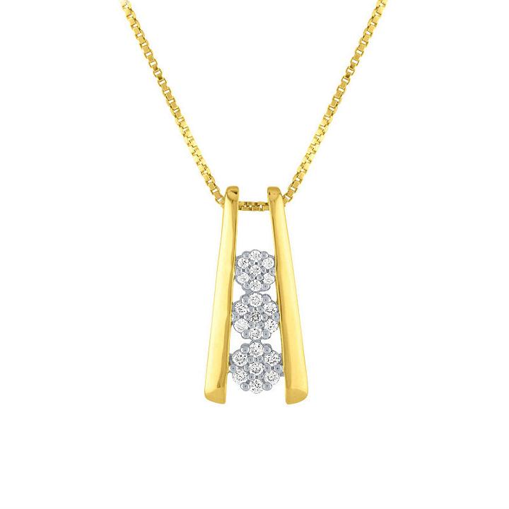 Diamond Blossom Womens 1/10 Ct. T.w. Genuine White Diamond 14k Gold Over Silver Pendant Necklace