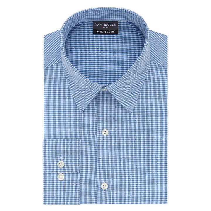 Van Heusen Flex 3 Long Sleeve Twill Checked Dress Shirt - Slim