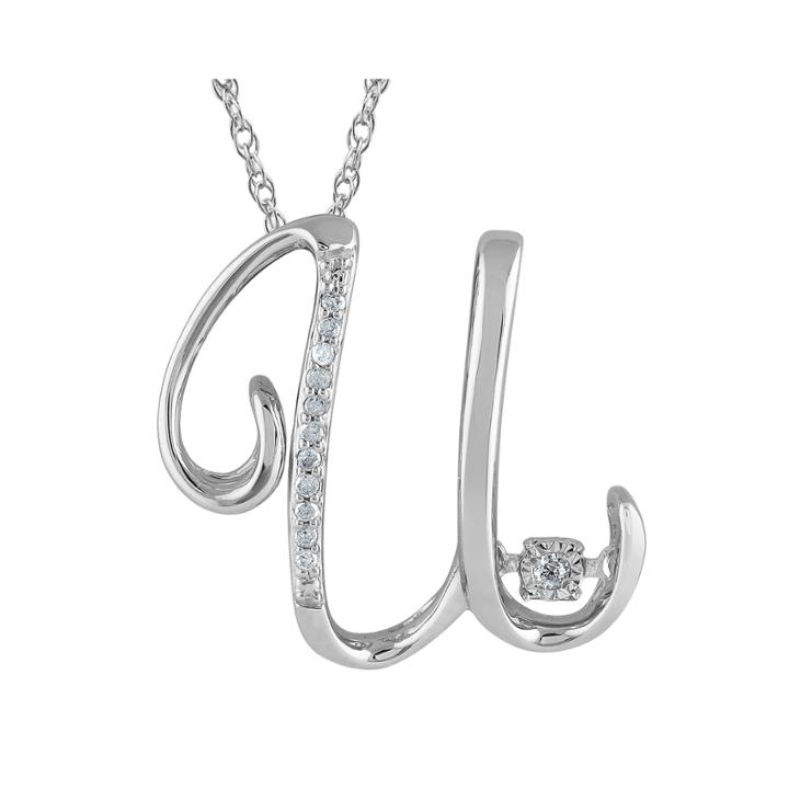 Love In Motion&trade; Diamond-accent Sterling Silver U Pendant Necklace