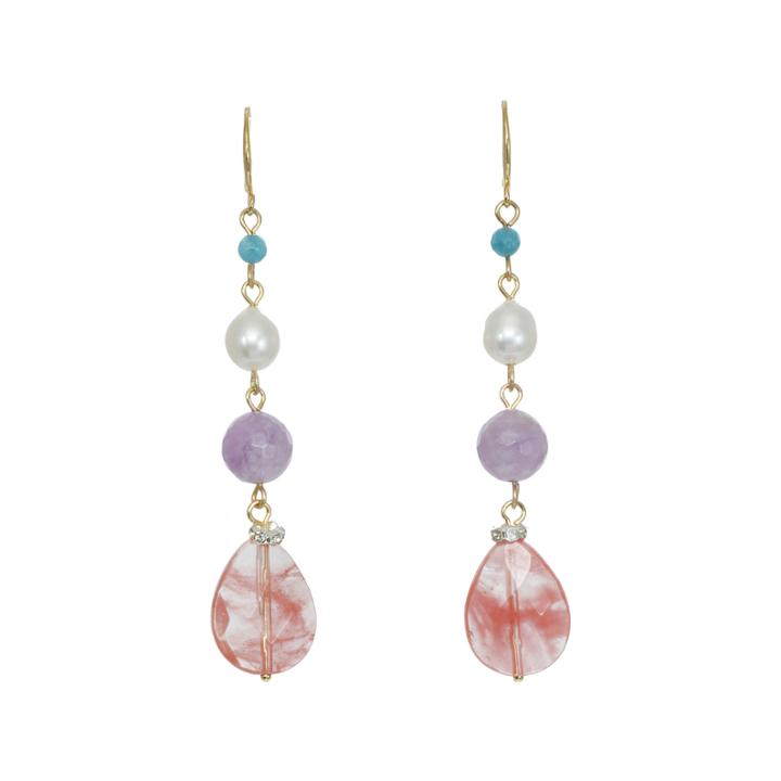Rox By Alexa Mixed Gemstone Linear Drop Earrings