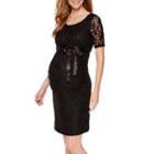 Planet Motherhood Elbow Sleeve Lace Dress With Bow Belt