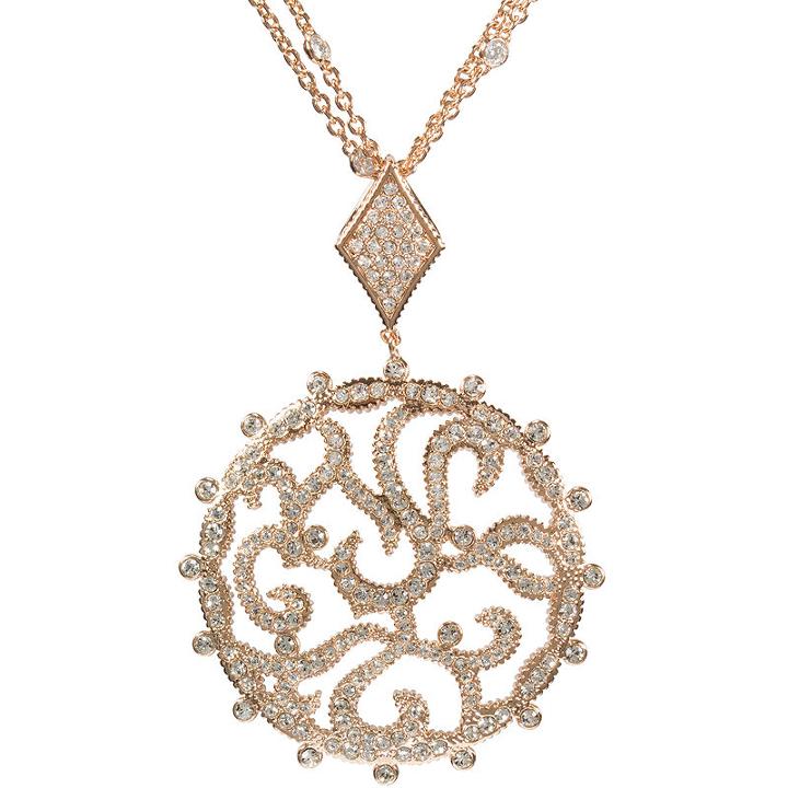 Telio! By Doris Panos Rose-tone Amore Round Pendant Necklace