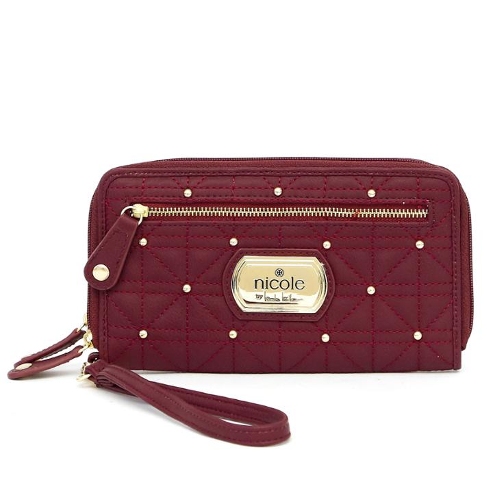 Nicole By Nicole Miller Cara Triple-zip Studded Zip Around Wallet