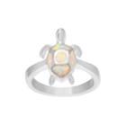 Genuine And Simulated White Opal Sterling Silver Turtle Ring