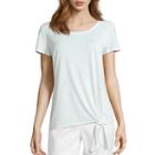 Liz Claiborne Short-sleeve Metallic Tie-front Tee