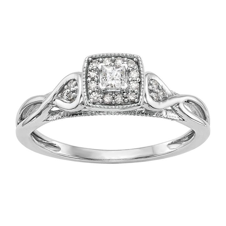 Promise My Love Womens 1/5 Ct. T.w. Multi-shape White Diamond 14k Gold Promise Ring