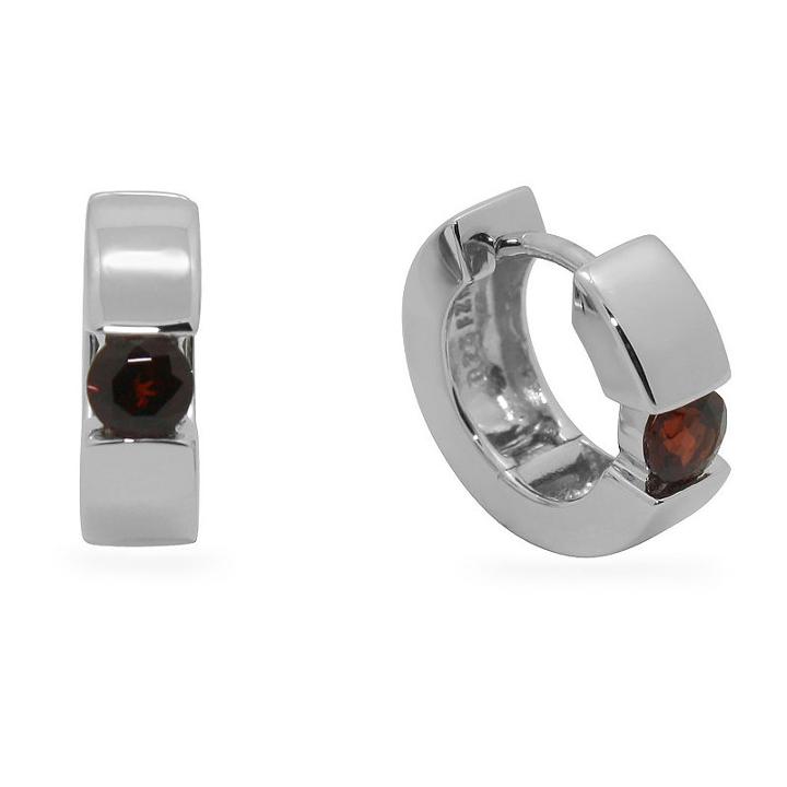 Red Garnet 13.7mm Hoop Earrings