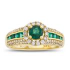 Womens 1/2 Ct. T.w. Genuine Emerald Green 14k Gold Cocktail Ring
