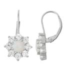 Lab-created Opal & White Sapphire Sterling Silver Leverback Earrings
