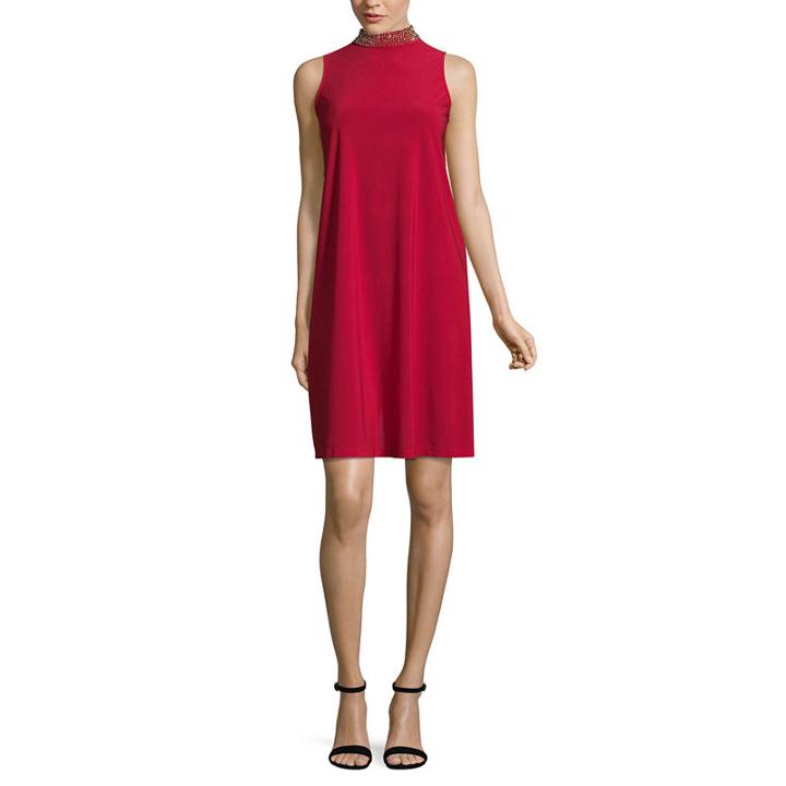 Tiana B Sleeveless Dress With Beaded Neck - Tall