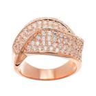 18k Rose Gold Over Brass Cubic Zirconia Ring