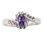 City X City Pure Silver-plated Purple & Clear Crystal Ring