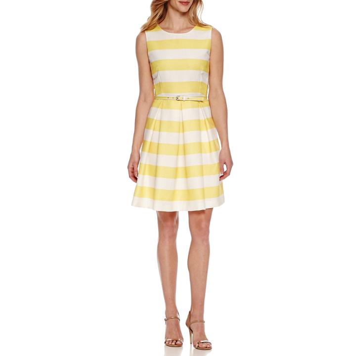 R & K Originals Sleeveless Stripe Fit & Flare Dress