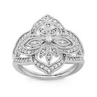 Womens 3/8 Ct. T.w. Genuine Diamond White Sterling Silver Cocktail Ring