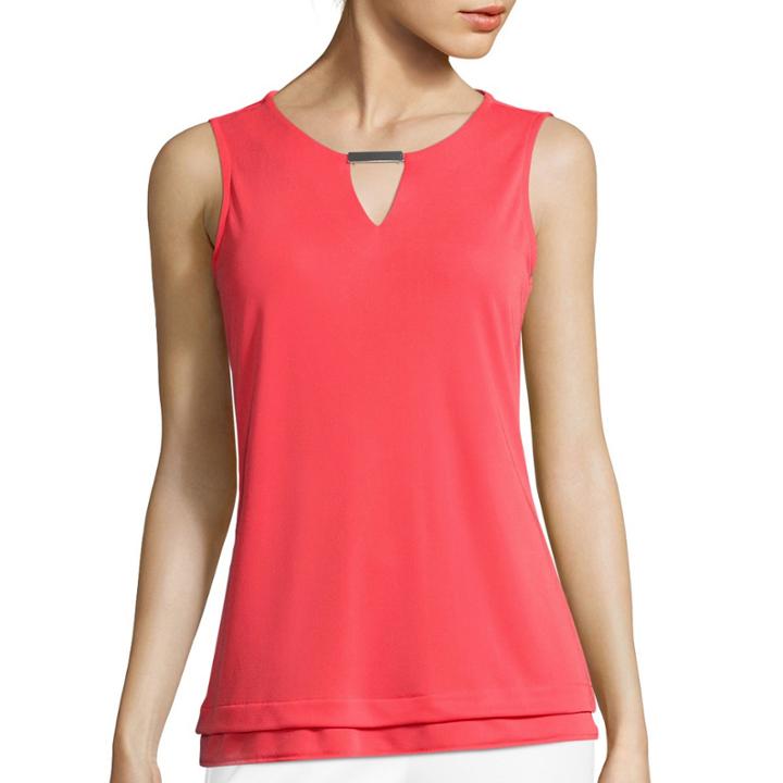 Liz Claiborne Metal Bar Layered Knit Tank Top