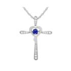 Love In Motion&trade; Lab-created Blue Sapphire And Diamond-accent Cross Necklace