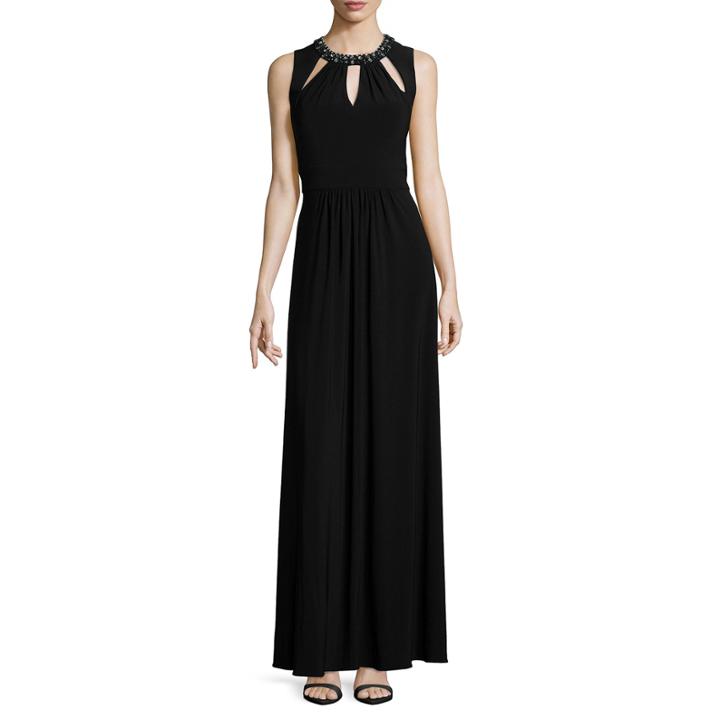 Scarlett Sleeveless Jeweled-neck Long Dress - Tall