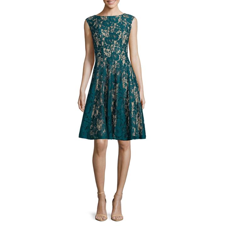Danny & Nicole Sleeveless Lace Fit-and-flare Dress - Petites
