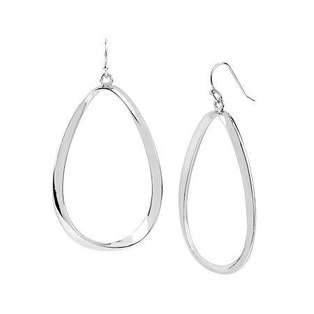 Worthington Silver-tone Twist Oval Drop Earrings