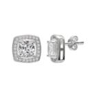Sparkle Allure&trade; Cubic Zirconia Silver-plated Cushion-cut Halo Earrings