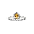 Womens Diamond Accent Genuine Yellow Citrine Sterling Silver Delicate Ring