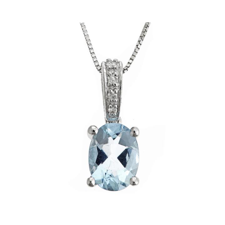 Limited Quantities Genuine Aquamarine And Diamond-accent Pendant Necklace