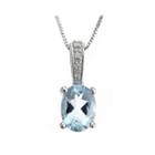 Limited Quantities Genuine Aquamarine And Diamond-accent Pendant Necklace