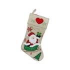 18 Burlap Santa Claus In Sleigh Embroidered Christmas Stocking