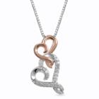 Hallmark Diamonds Womens 1/10 Ct. T.w. Genuine White Diamond Heart Pendant Necklace