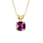 Lab-created Checkerboard Cut Pink Sapphire 10k Yellow Gold Pendant Necklace