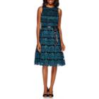 Jackie Jon Sleeveless Lace Party Dress With Bow Belt