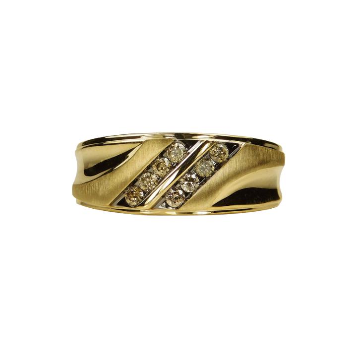 Mens 1/3 Ct. T.w. Champagne Diamond 10k Yellow Gold Ring