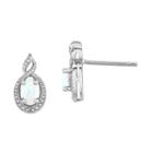 Diamond Accent Lab Created White Opal 13mm Stud Earrings