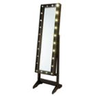 Espresso Cheval Free Standing Jewelry Armoire With Led Lights