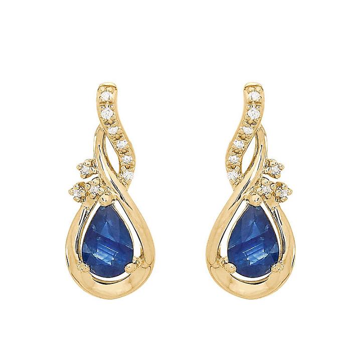 Genuine Blue Sapphire 10k Gold Drop Earrings