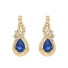Genuine Blue Sapphire 10k Gold Drop Earrings